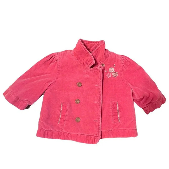 Genuine Kids by OshKosh 6 Months Pink Velvet Coat, Girl, Buttons, Quilted - Picture 1 of 7